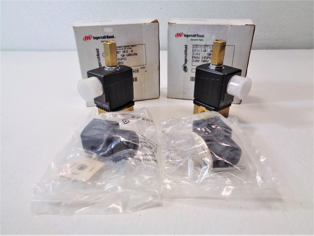 Lot of (2) Ingersoll-Rand 1/8" NPT Brass Solenoid Valves #22163307